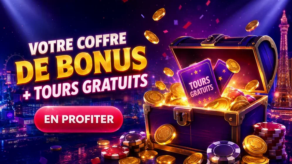 Coffre à bonus avec pièces et tours gratuits