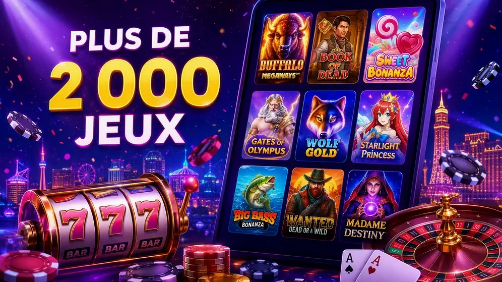 Grille de vignettes de jeux de casino